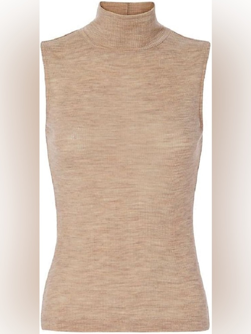 Alexander Wang Beige Sleeveless 100% Wool Turtleneck Knit Top Medium